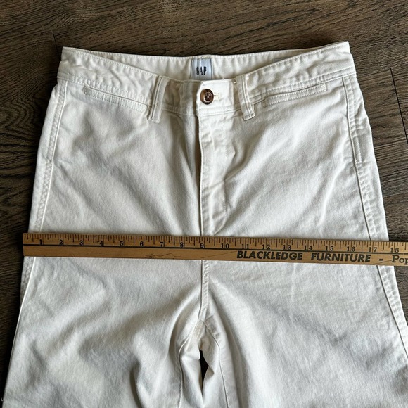 GAP High Rise Wide Leg Crop Ivory Raw Hem 6 Tall EUC - Picture 10 of 12